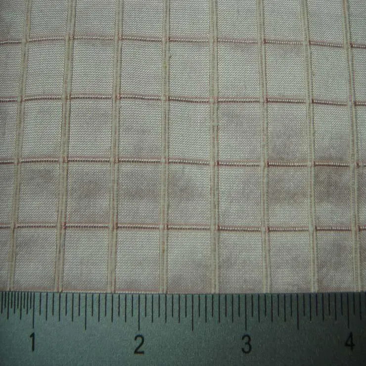 Silk Embroidered Grid Shantung