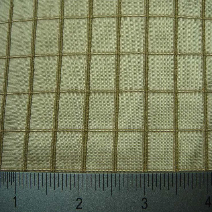 Silk Embroidered Grid Shantung
