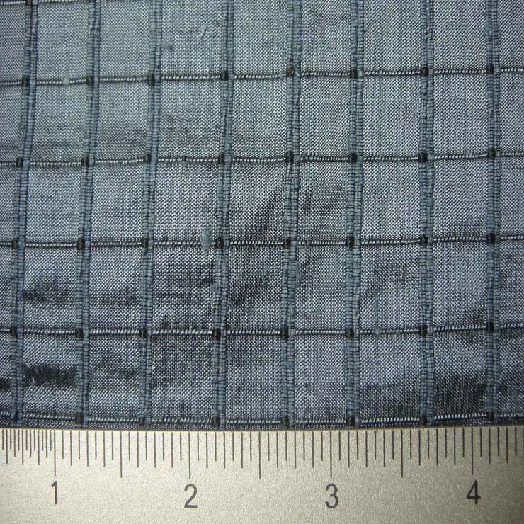 Silk Embroidered Grid Shantung