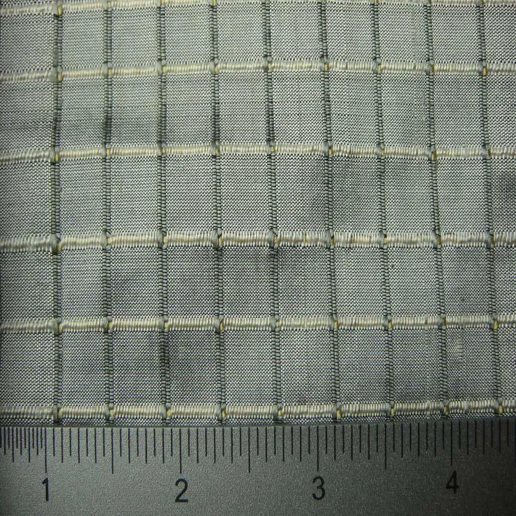 Silk Embroidered Grid Shantung