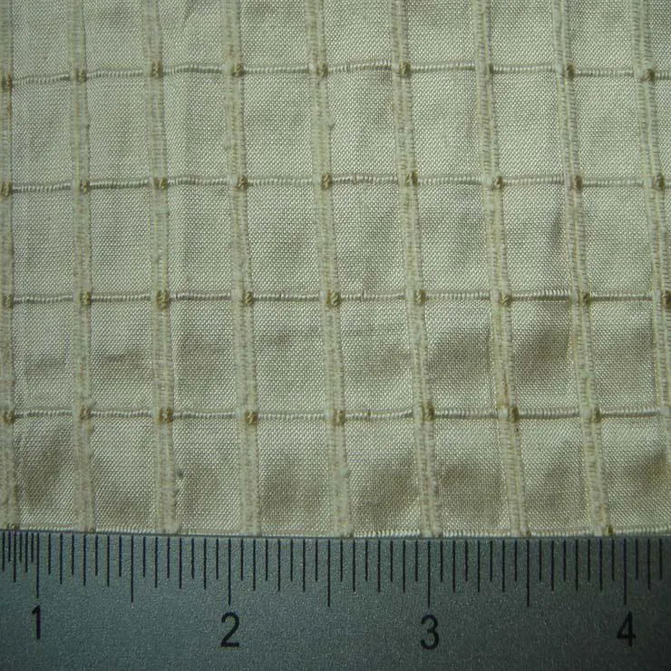 Silk Embroidered Grid Shantung