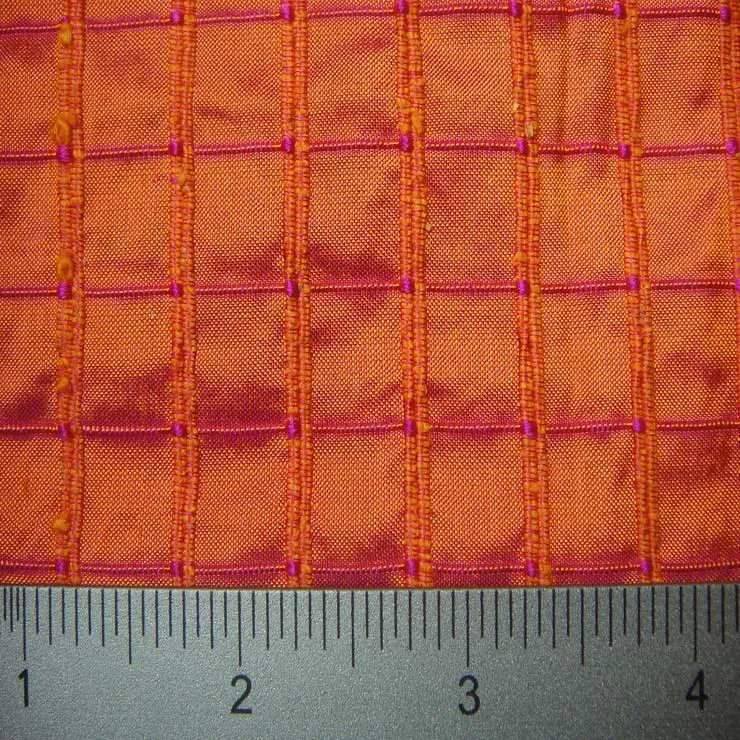 Silk Embroidered Grid Shantung