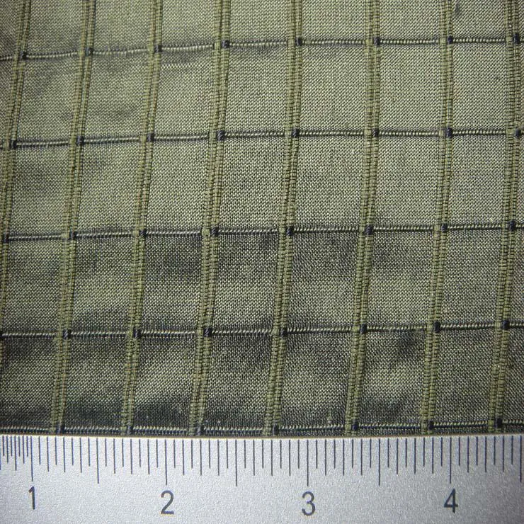 Silk Embroidered Grid Shantung