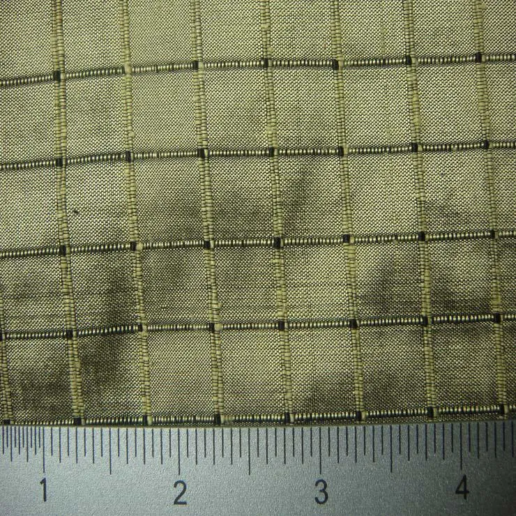 Silk Embroidered Grid Shantung