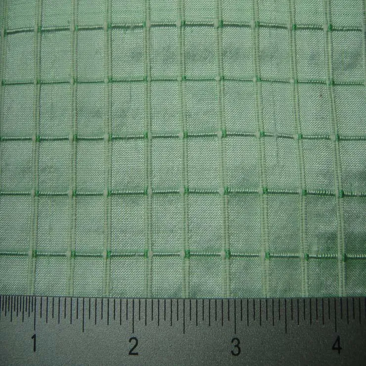 Silk Embroidered Grid Shantung