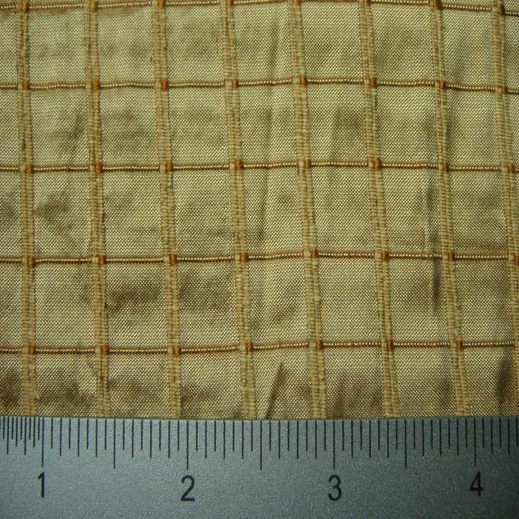 Silk Embroidered Grid Shantung