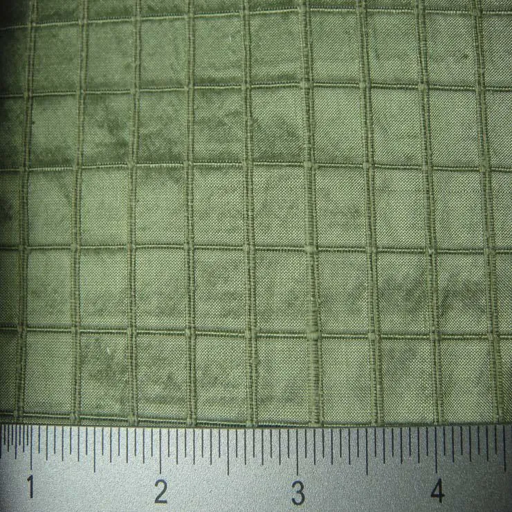 Silk Embroidered Grid Shantung