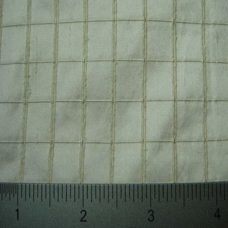 Silk Embroidered Grid Shantung