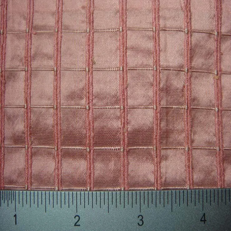Silk Embroidered Grid Shantung