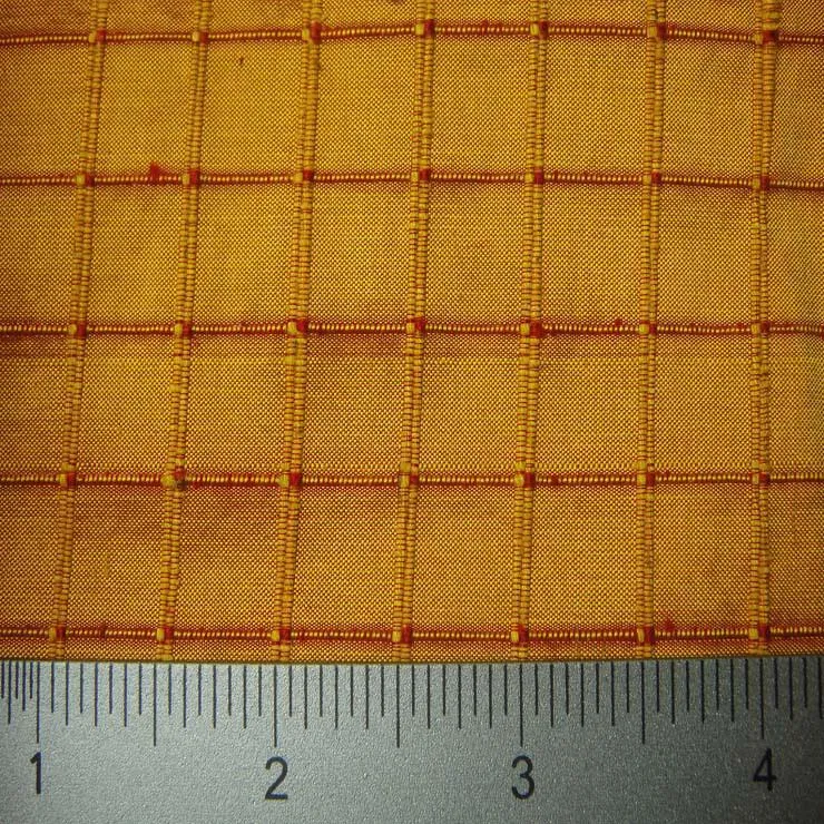 Silk Embroidered Grid Shantung
