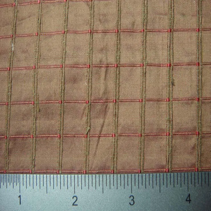 Silk Embroidered Grid Shantung