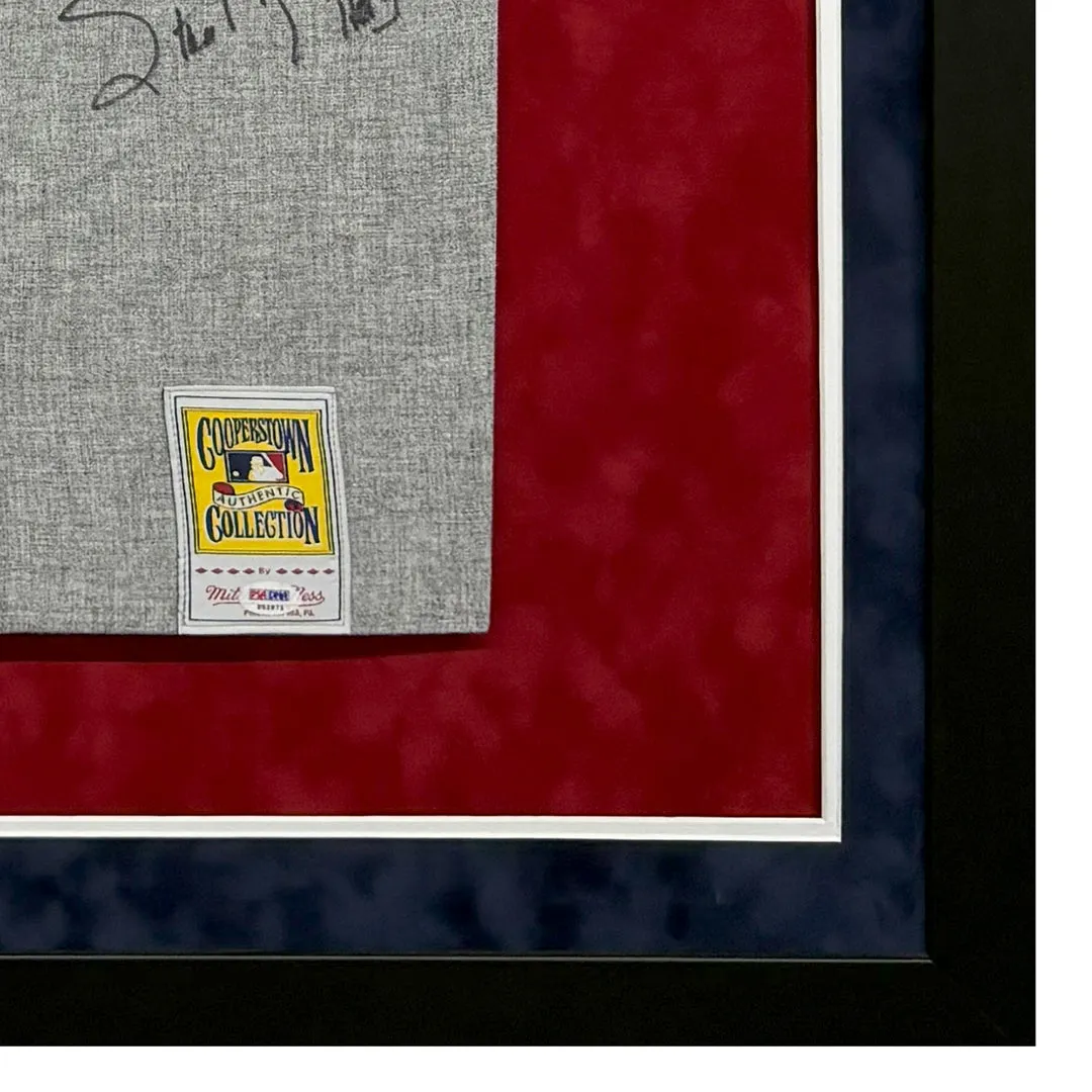 Stan Musial Signed HOF 69 St. Louis Cardinals Grey Custom Suede Matte Framed Baseball Jersey (PSA)