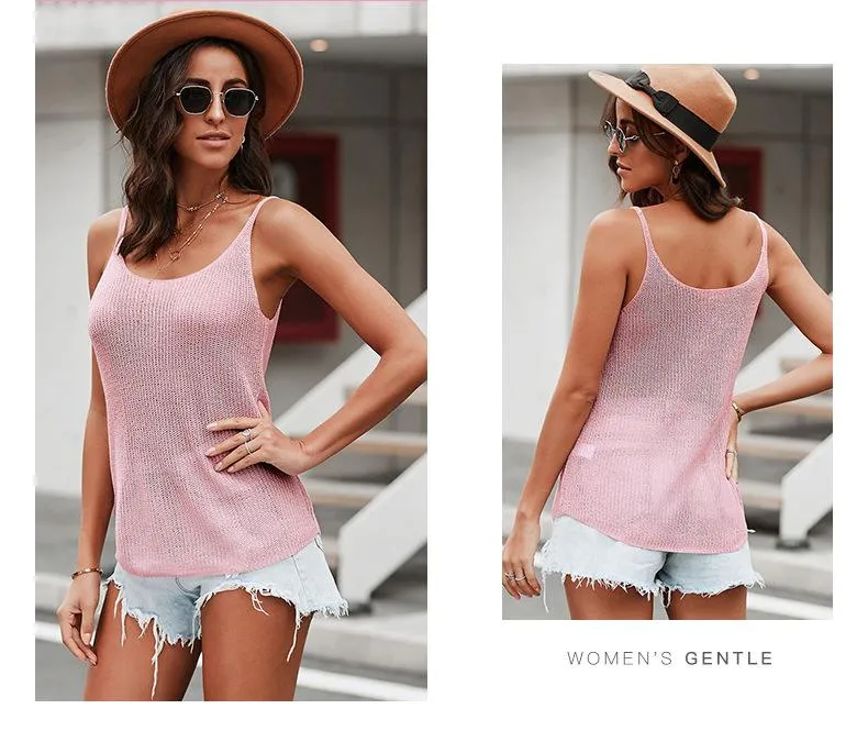 Summer Strap Knit Tank Tops Strap