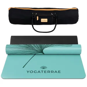 TAPIS DE YOGA GINKGOS DEEP VERT MENTHE EN PU-CAOUTCHOUC NATUREL AVEC SAC