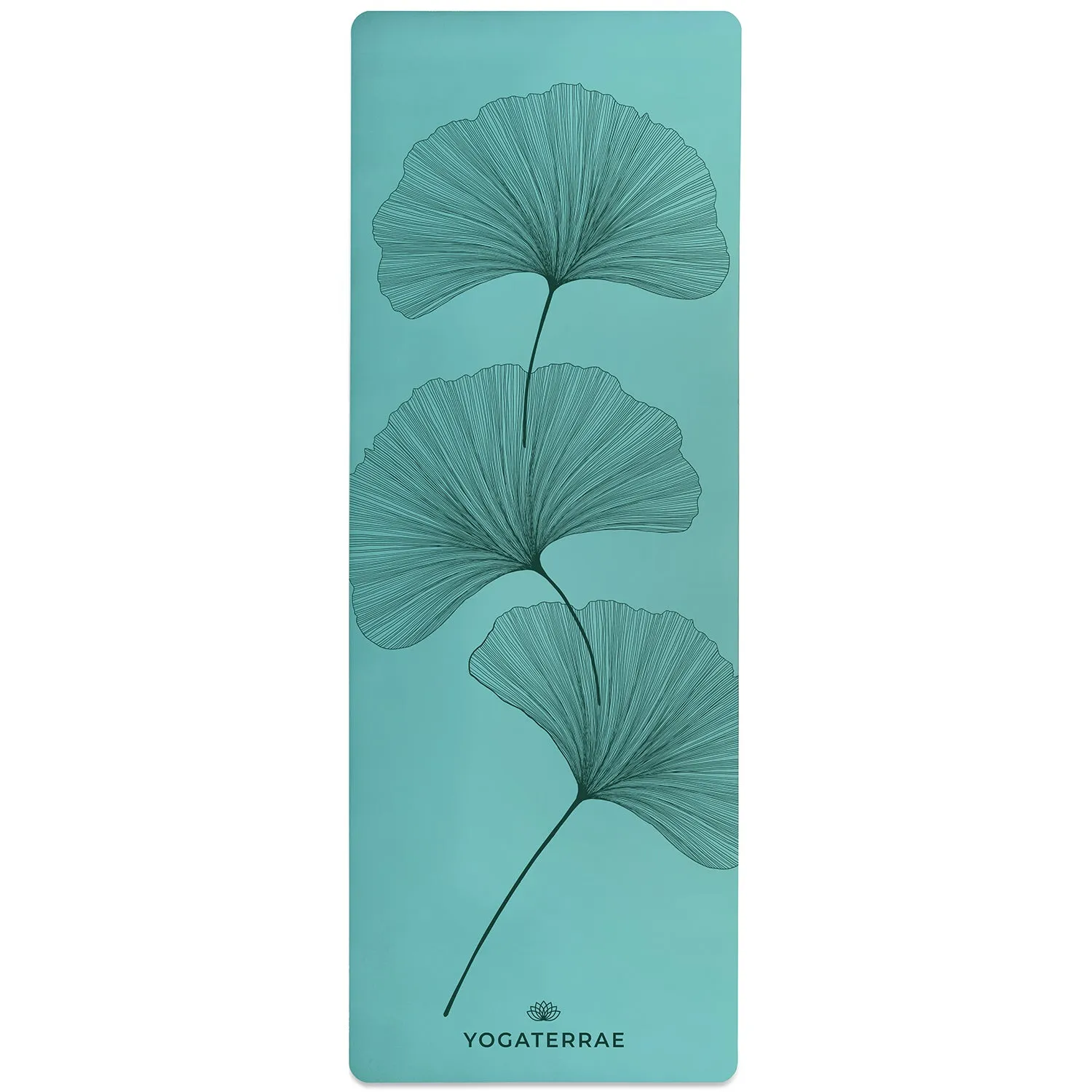 TAPIS DE YOGA GINKGOS DEEP VERT MENTHE EN PU-CAOUTCHOUC NATUREL AVEC SAC