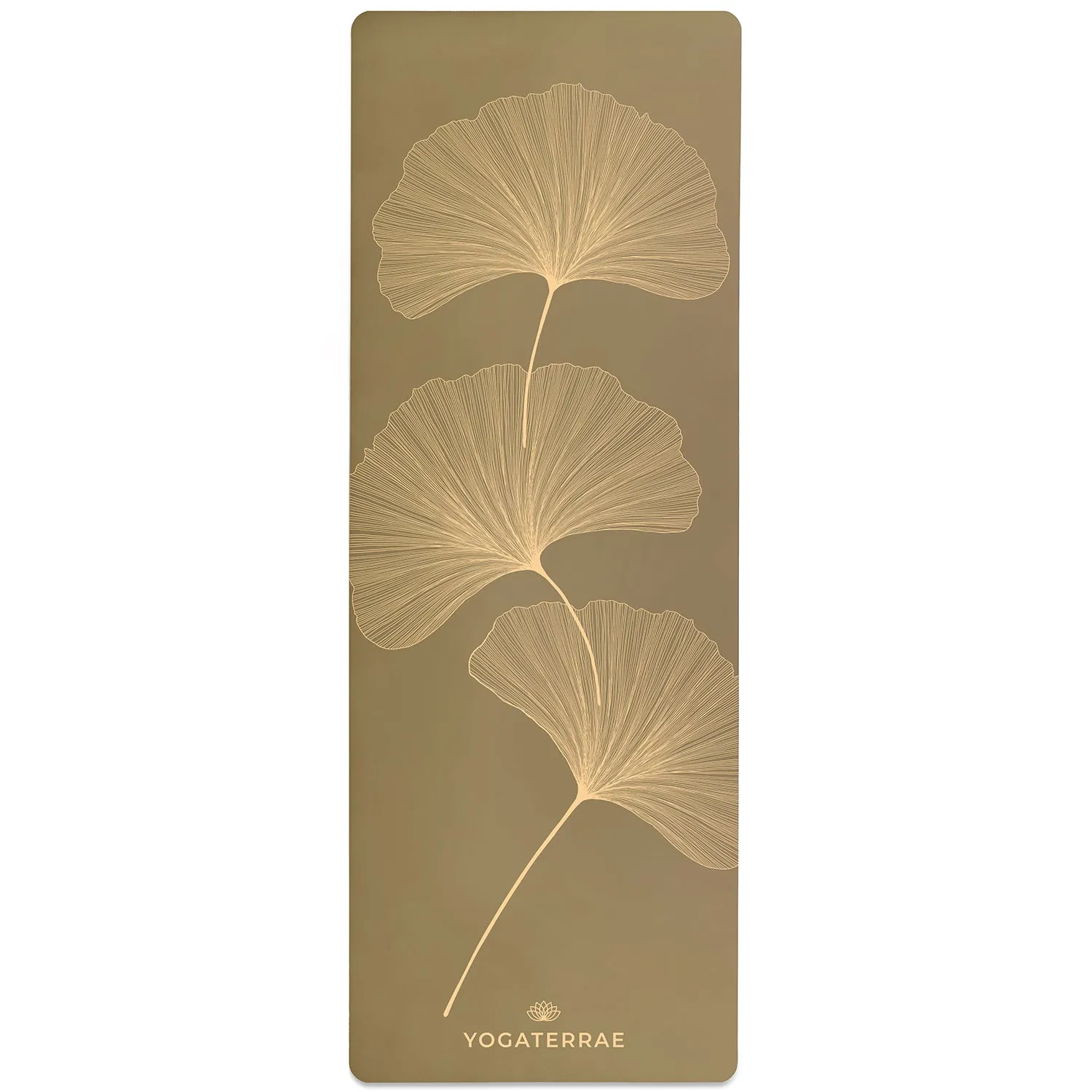 TAPIS DE YOGA GINKGOS LIGHT BRONZE OLIVE EN PU-CAOUTCHOUC NATUREL AVEC SAC