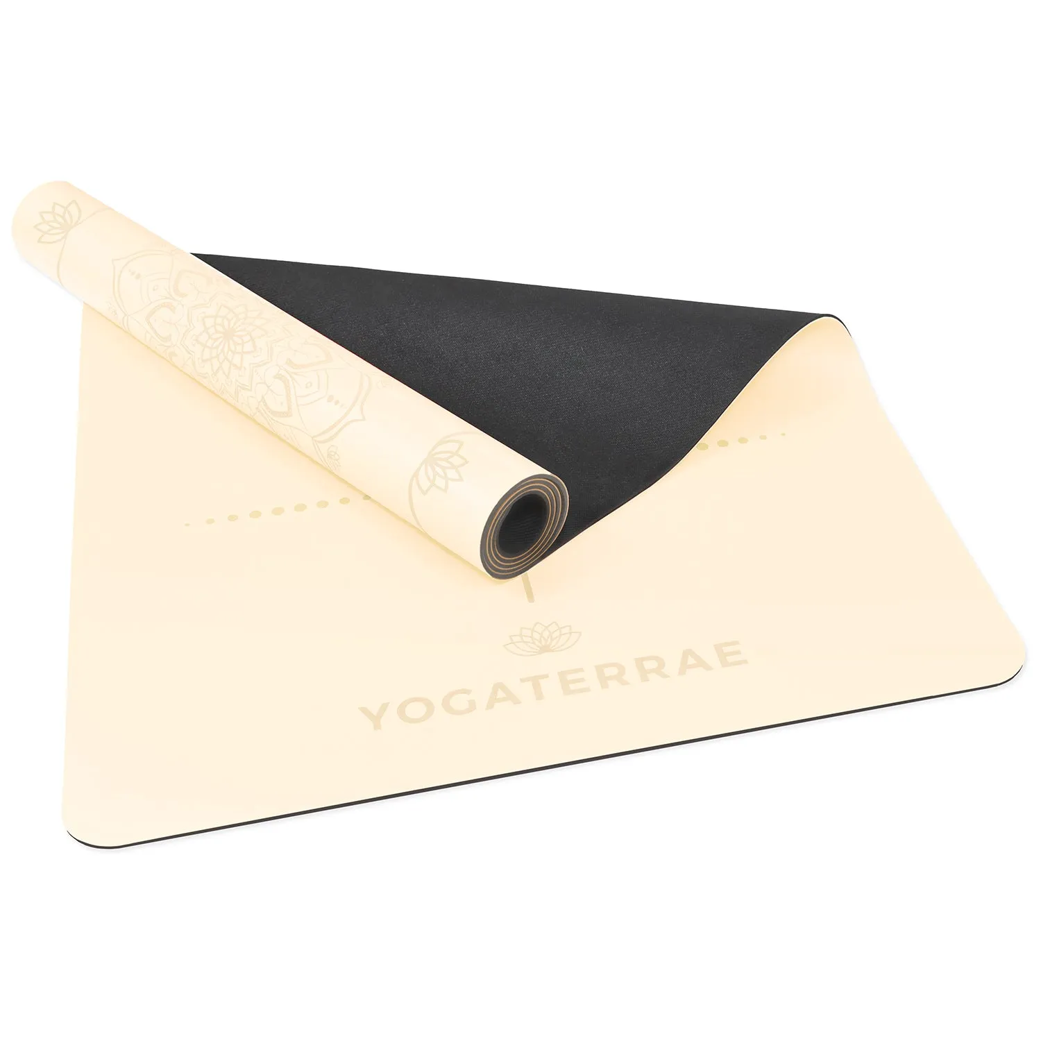 TAPIS DE YOGA MANDALA BLANC PERLE EN PU-CAOUTCHOUC NATUREL