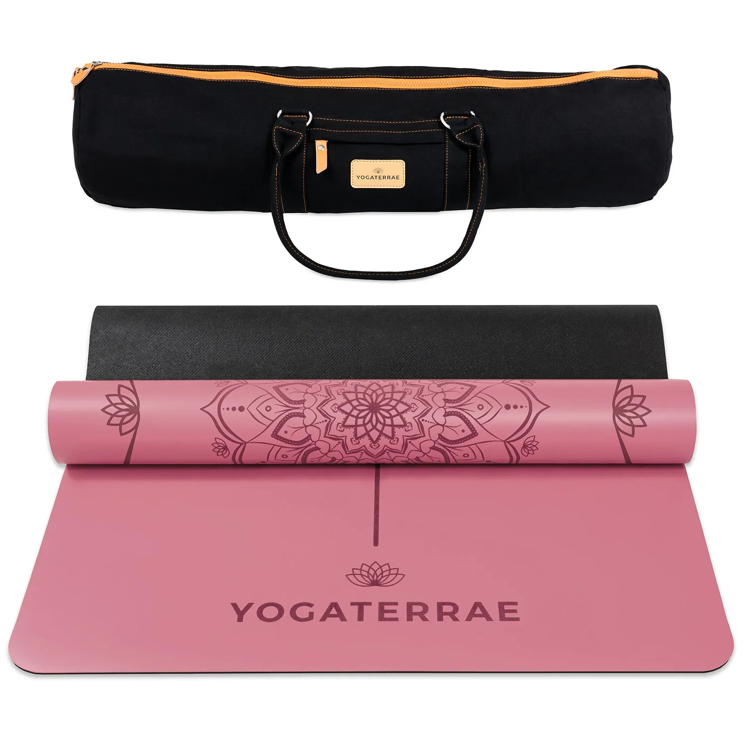 TAPIS DE YOGA MANDALA BORDEAUX VINTAGE EN PU-CAOUTCHOUC NATUREL AVEC SAC