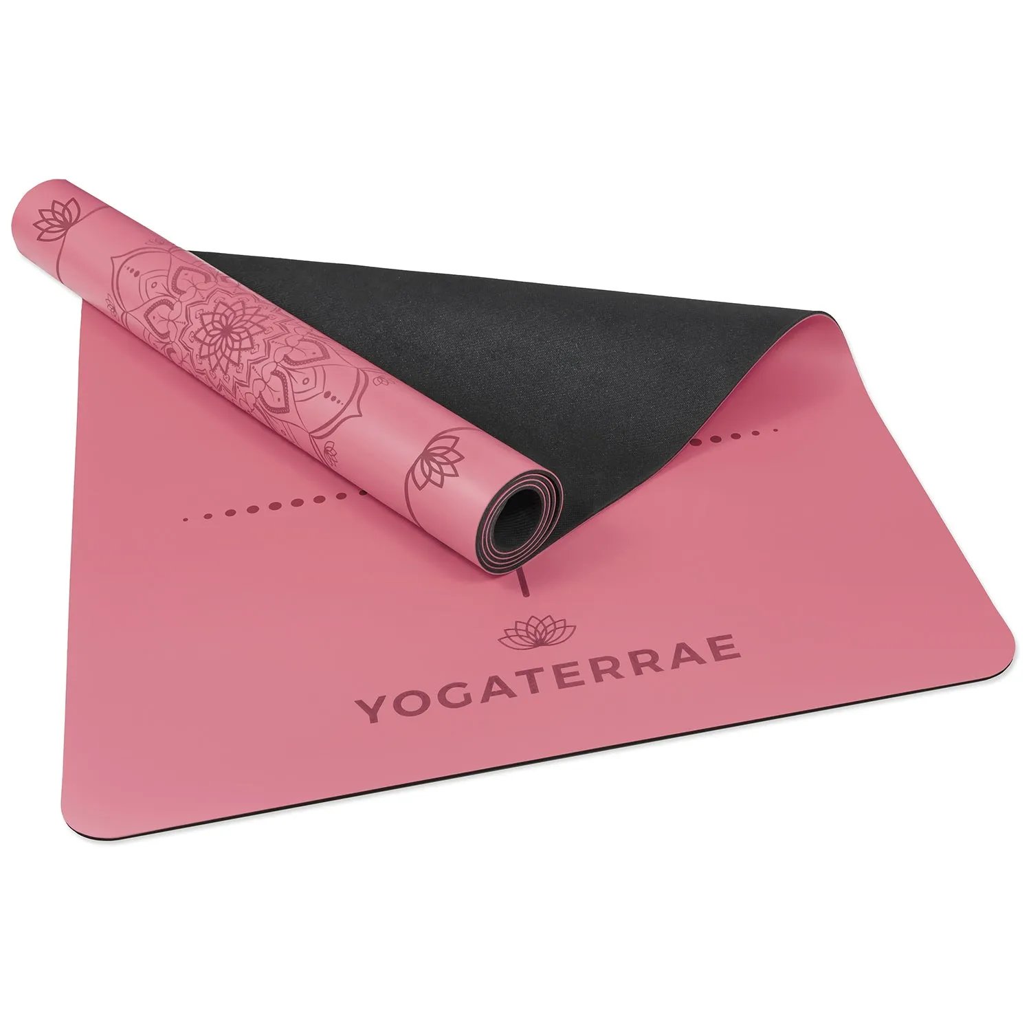 TAPIS DE YOGA MANDALA BORDEAUX VINTAGE EN PU-CAOUTCHOUC NATUREL AVEC SAC