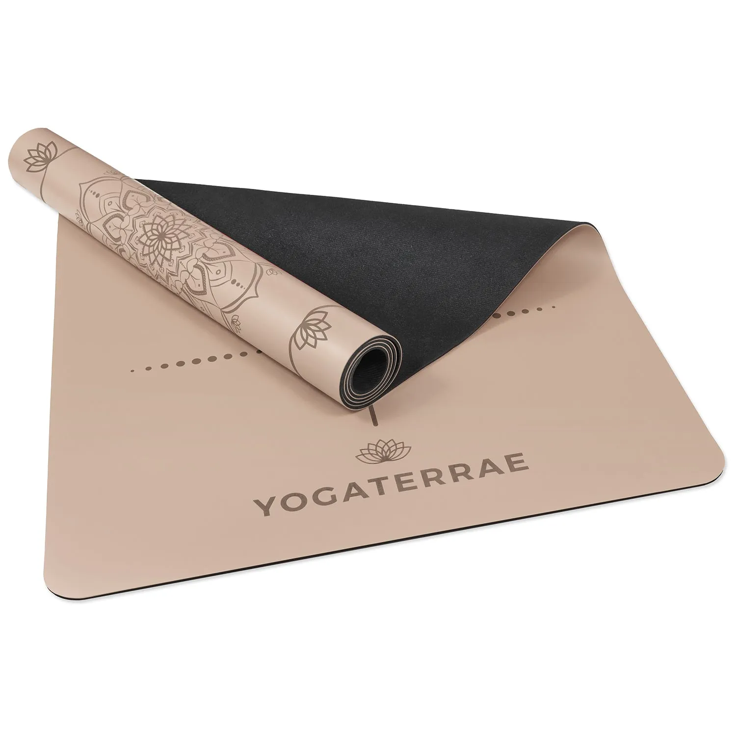 TAPIS DE YOGA MANDALA BRONZE CLAIR EN PU-CAOUTCHOUC NATUREL