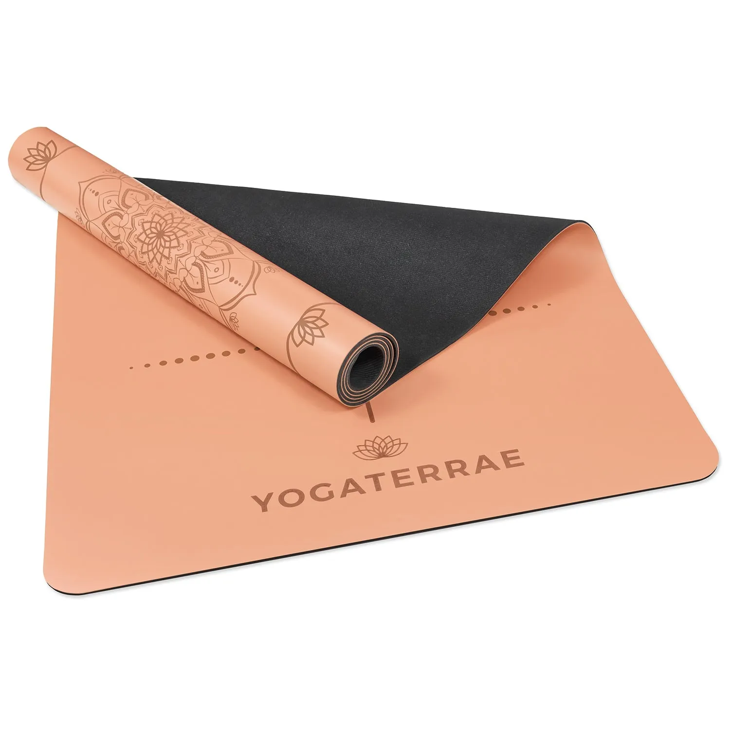 TAPIS DE YOGA MANDALA MARRON CLAIR EN PU-CAOUTCHOUC NATUREL AVEC SAC