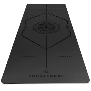 TAPIS DE YOGA MANDALA NOIR EN PU-CAOUTCHOUC NATUREL