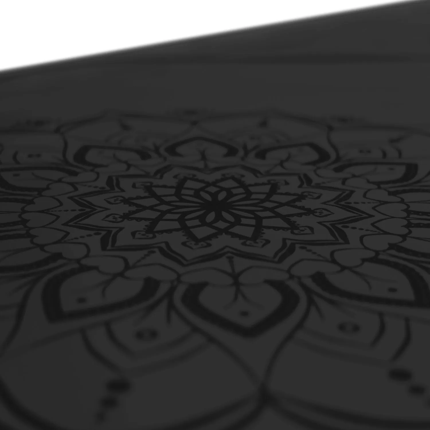 TAPIS DE YOGA MANDALA NOIR EN PU-CAOUTCHOUC NATUREL