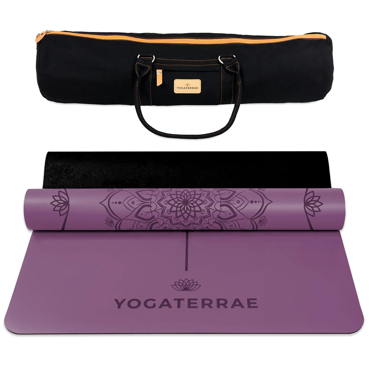 TAPIS DE YOGA MANDALA VIOLET VINTAGE EN PU-CAOUTCHOUC NATUREL AVEC SAC