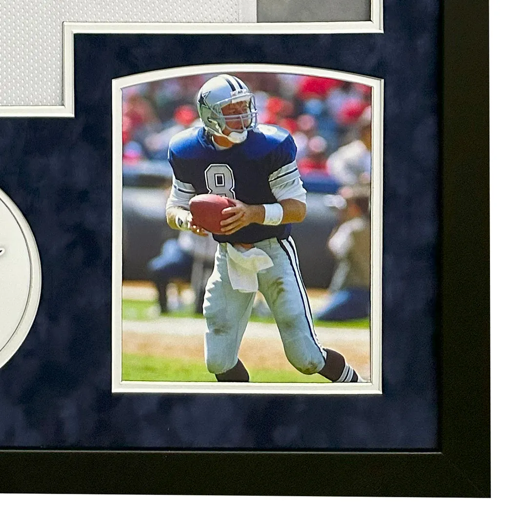 Troy Aikman Signed Dallas White Custom Suede Matte Framed Football Jersey