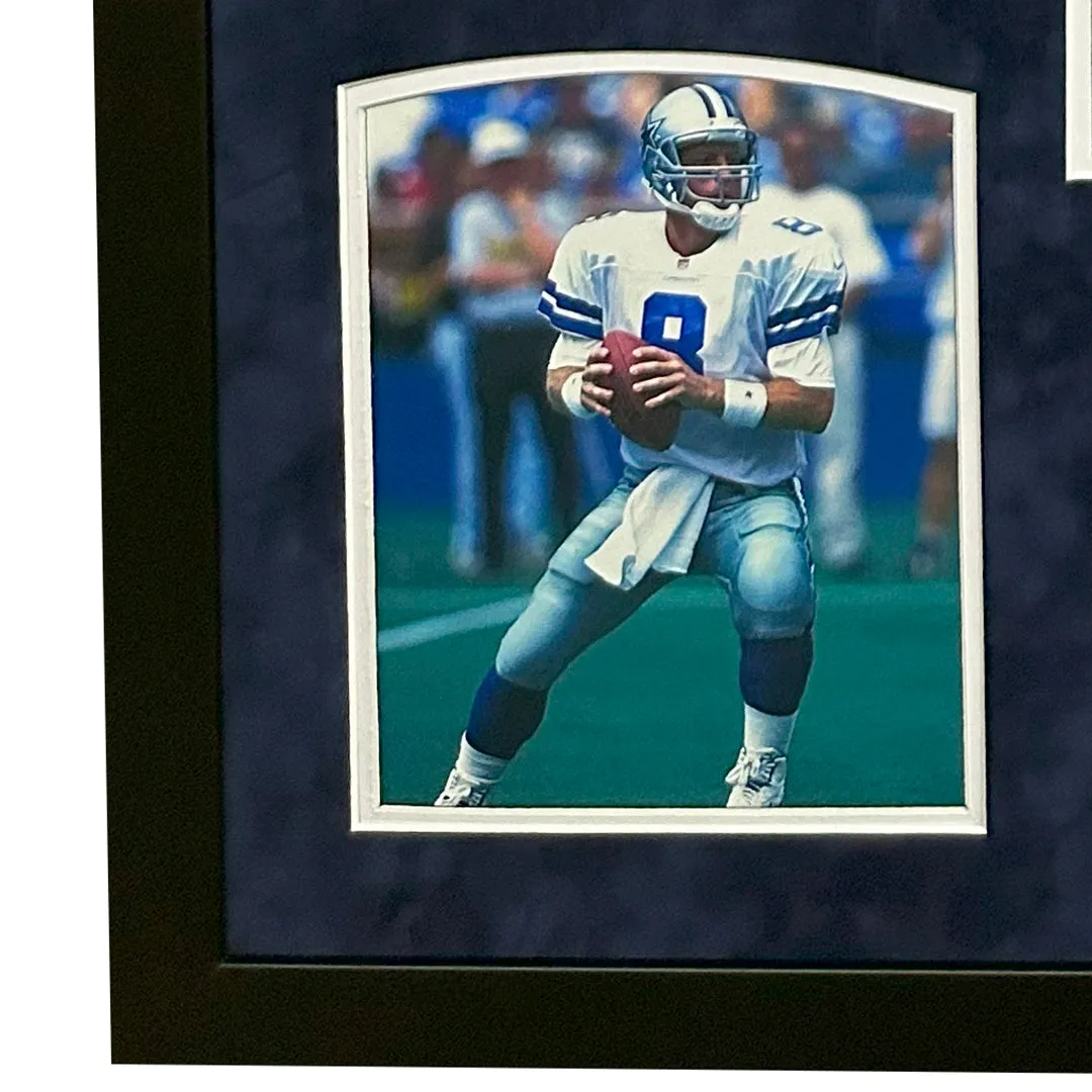 Troy Aikman Signed Dallas White Custom Suede Matte Framed Football Jersey