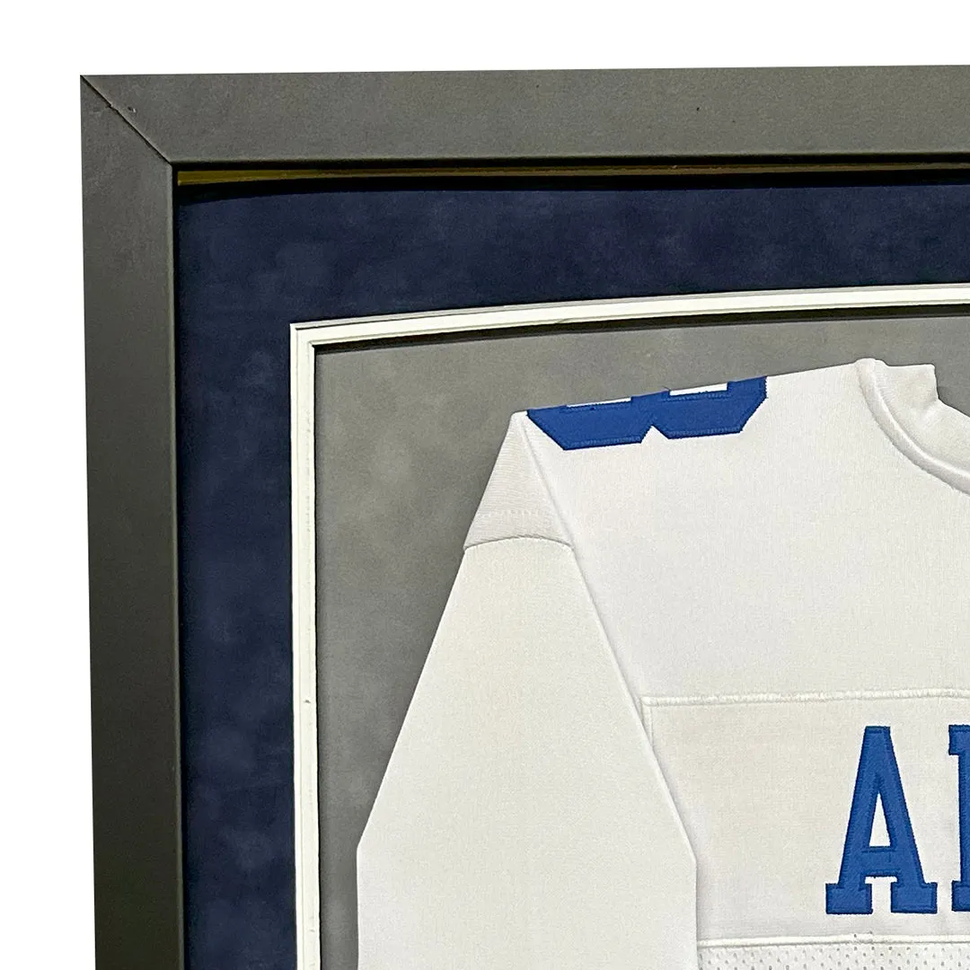 Troy Aikman Signed Dallas White Custom Suede Matte Framed Football Jersey