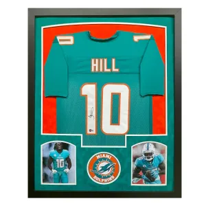 Tyreek Hill Signed Miami Teal Custom Suede Matte Framed Football Jersey