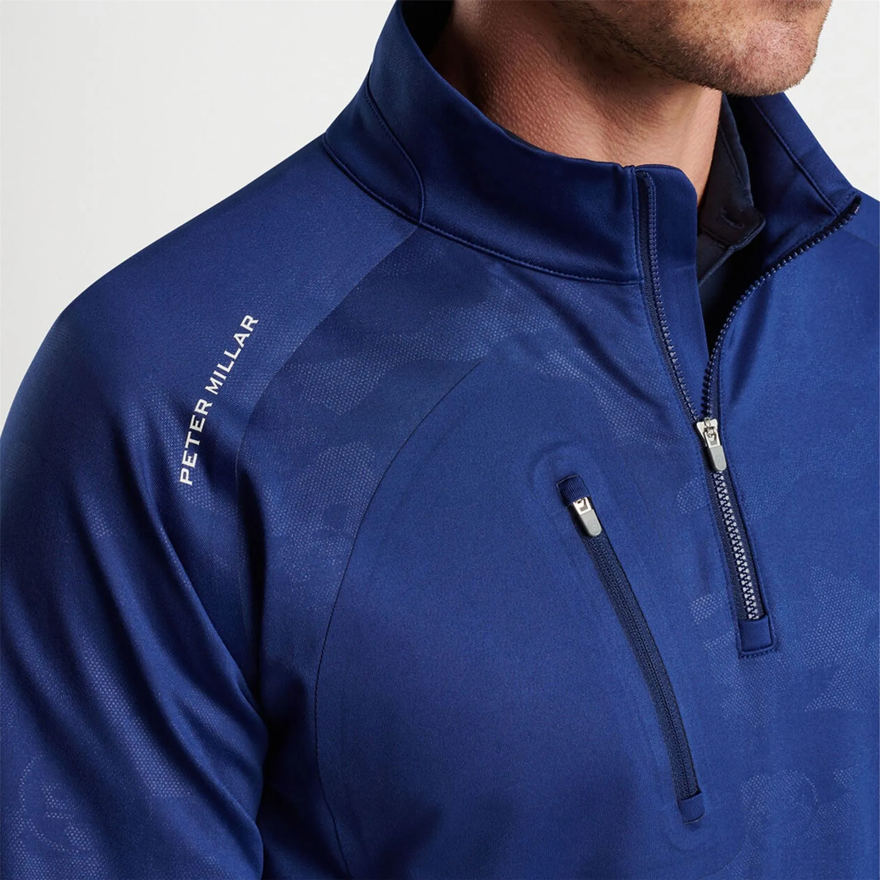 Verge Logo Camo Performance Quarter Zip Mid Layer Sport Navy - SS24