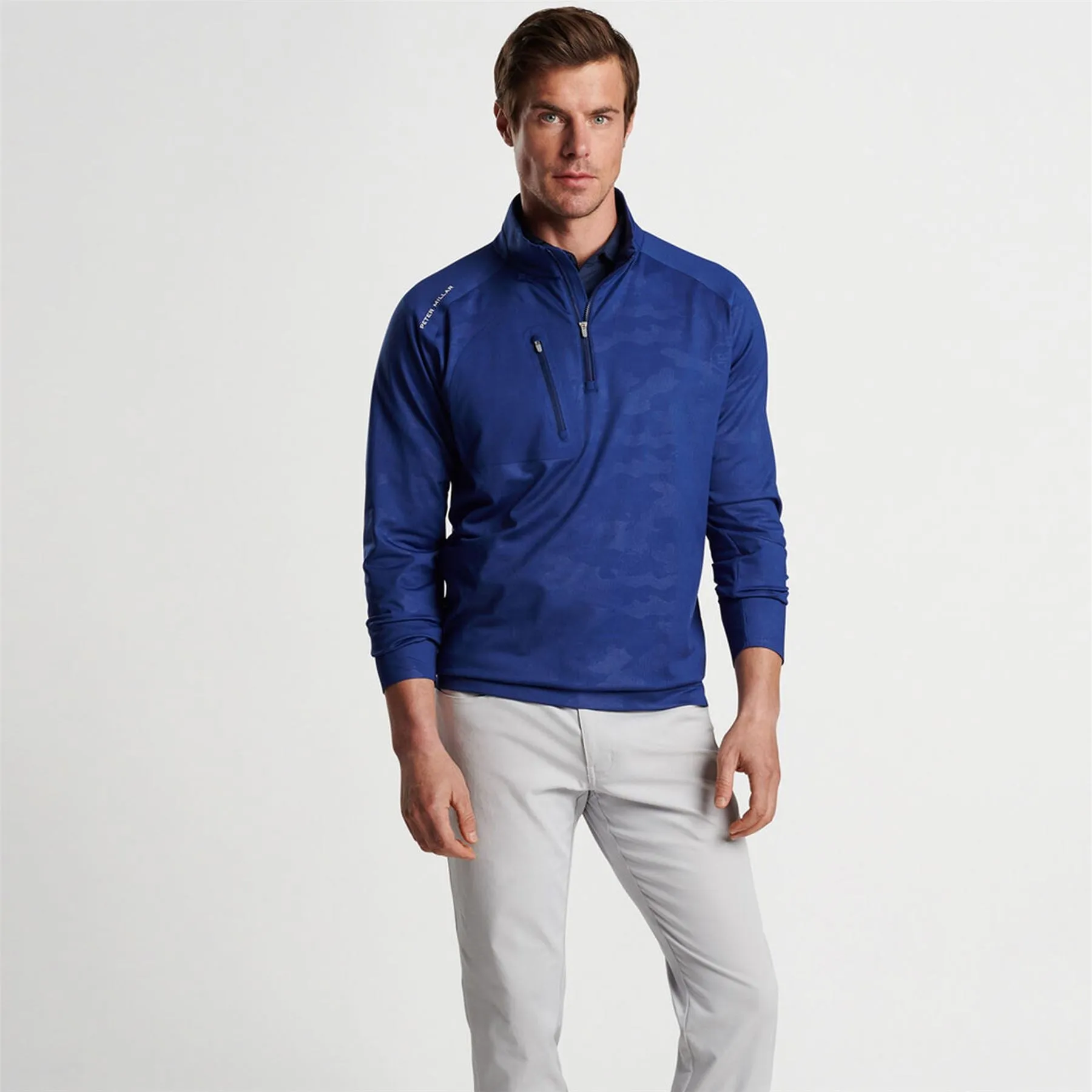 Verge Logo Camo Performance Quarter Zip Mid Layer Sport Navy - SS24
