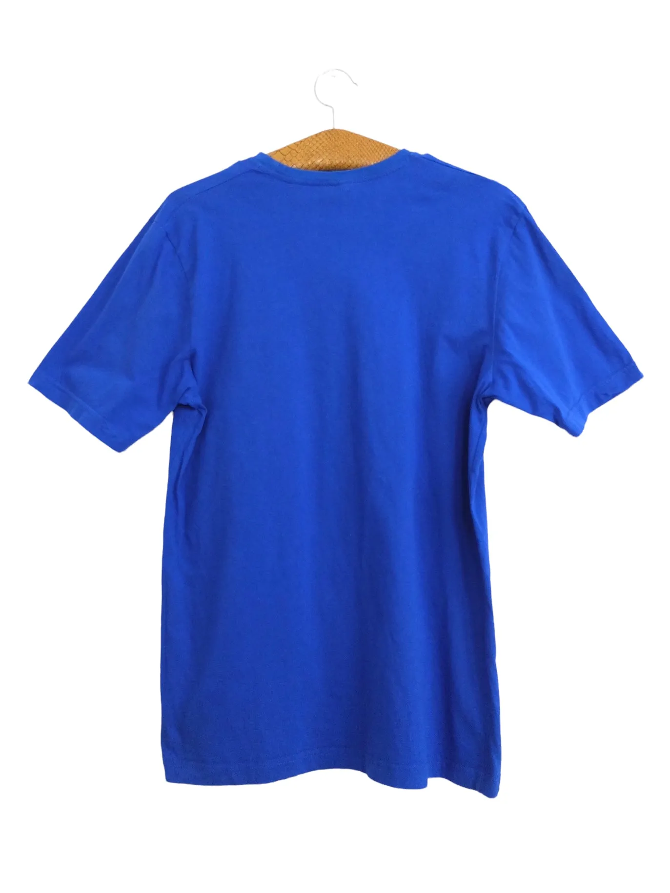 Vintage 80s Nike Sportswear Logo Bright Blue Basic Crew Neck Short Sleeve Cotton T-Shirt