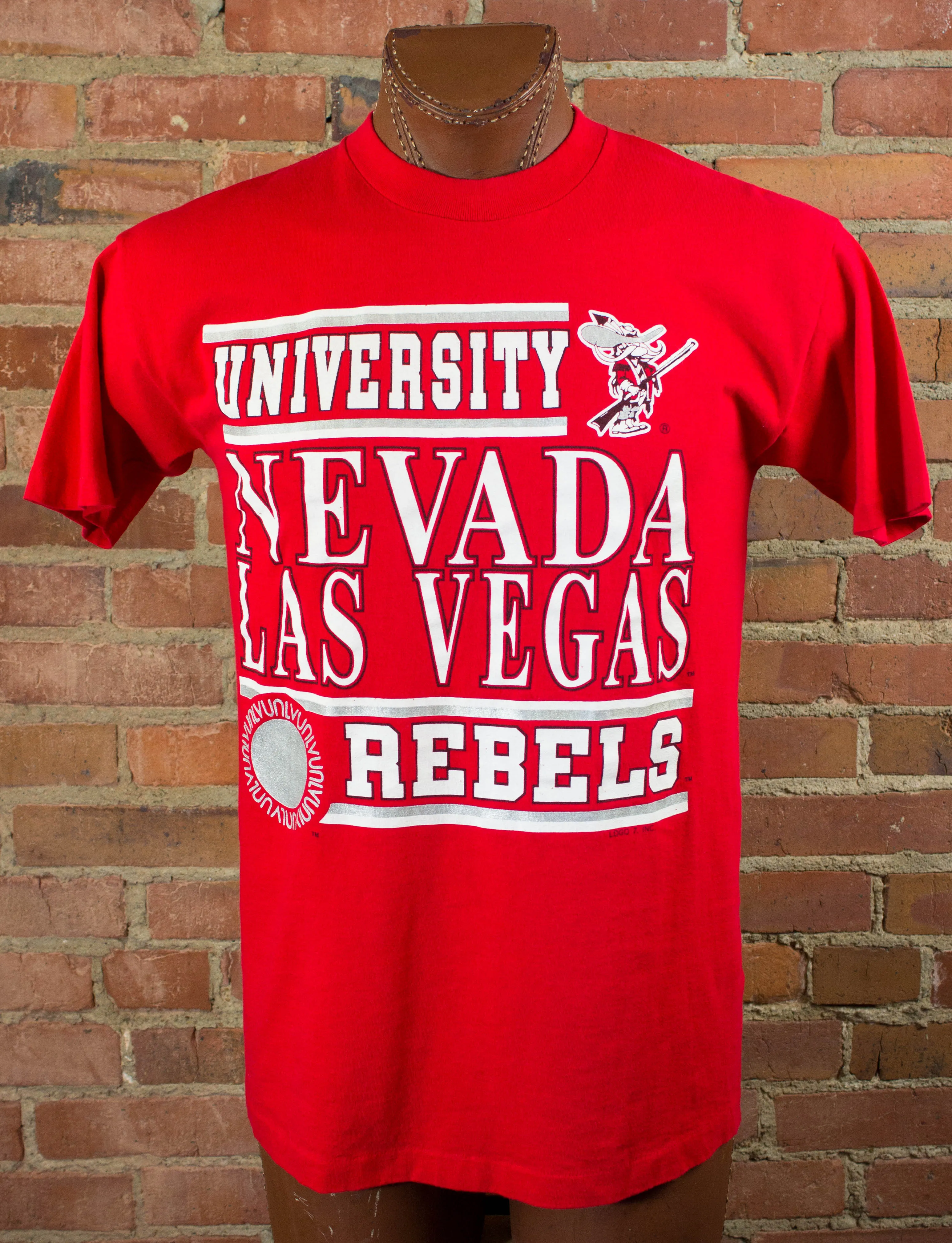 Vintage 90s UNLV Rebels Red Graphic T Shirt Unisex Medium