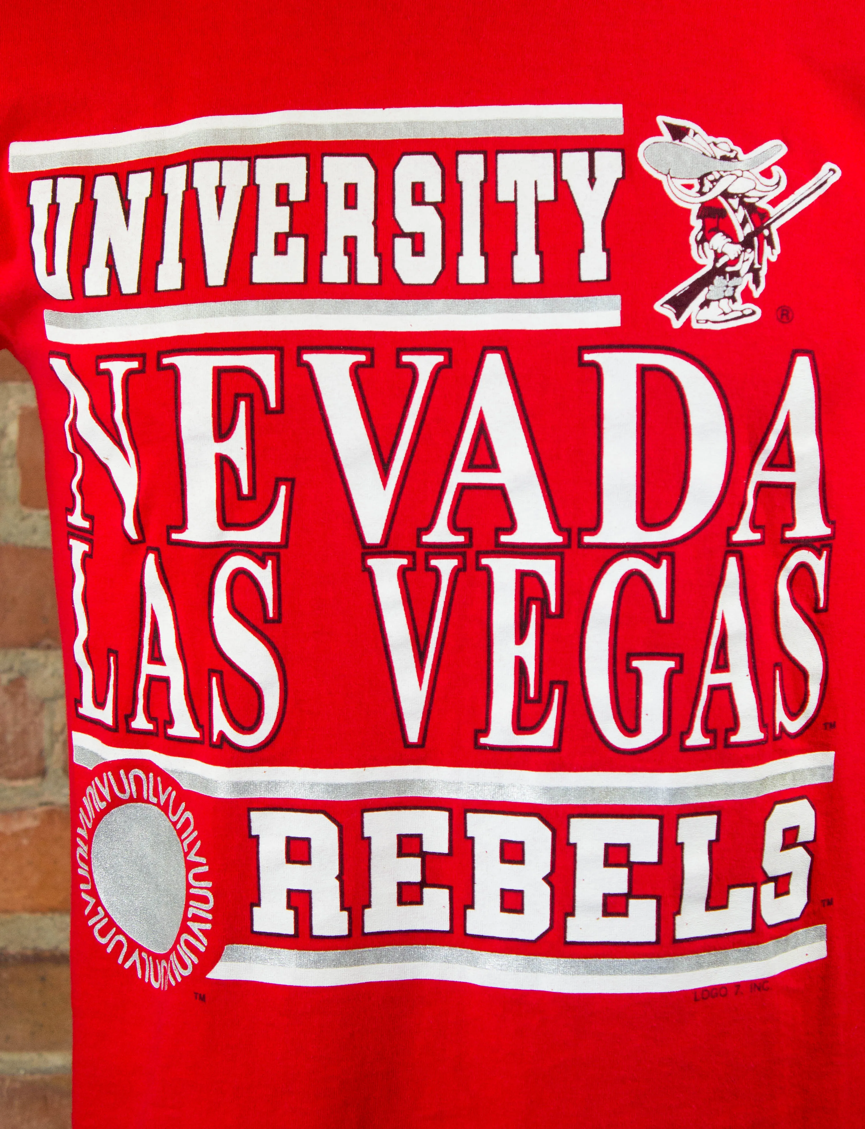 Vintage 90s UNLV Rebels Red Graphic T Shirt Unisex Medium