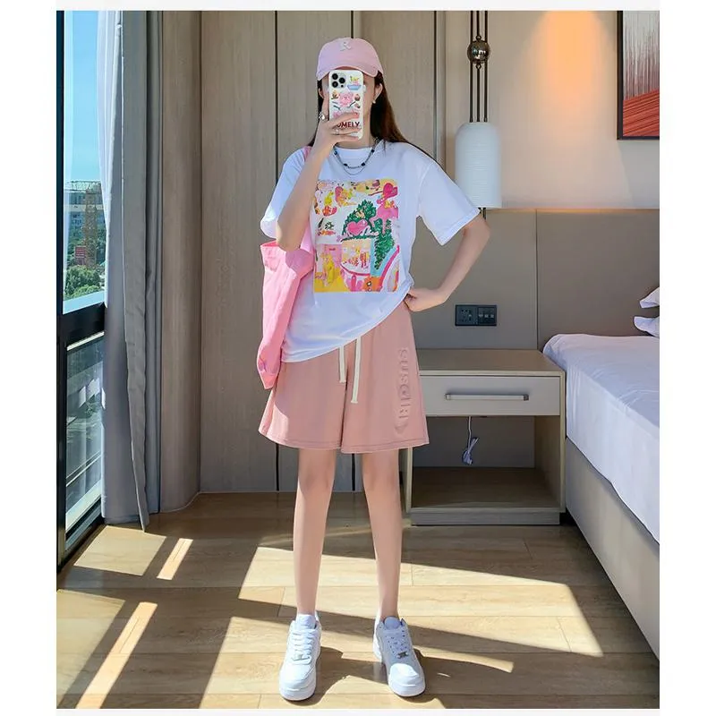 Wide-Leg High-Waisted Sports Loose Fit Silky Casual Shorts