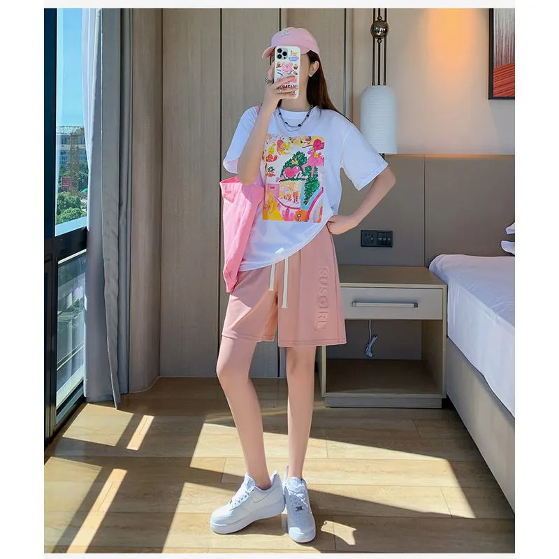 Wide-Leg High-Waisted Sports Loose Fit Silky Casual Shorts