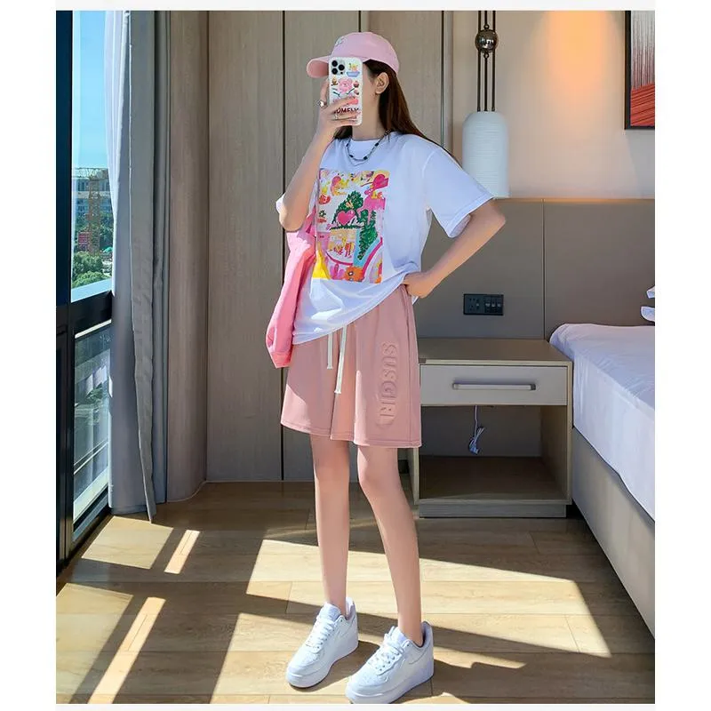 Wide-Leg High-Waisted Sports Loose Fit Silky Casual Shorts