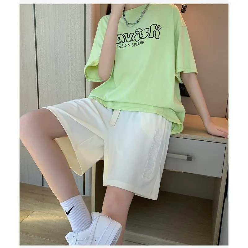 Wide-Leg High-Waisted Sports Loose Fit Silky Casual Shorts