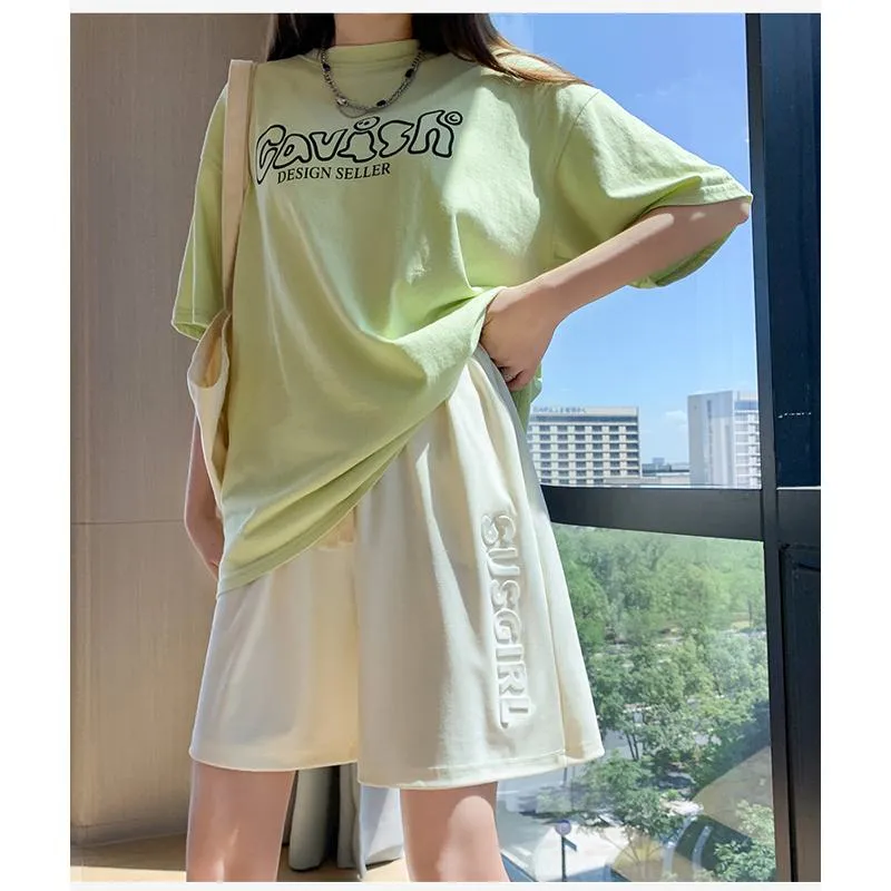 Wide-Leg High-Waisted Sports Loose Fit Silky Casual Shorts