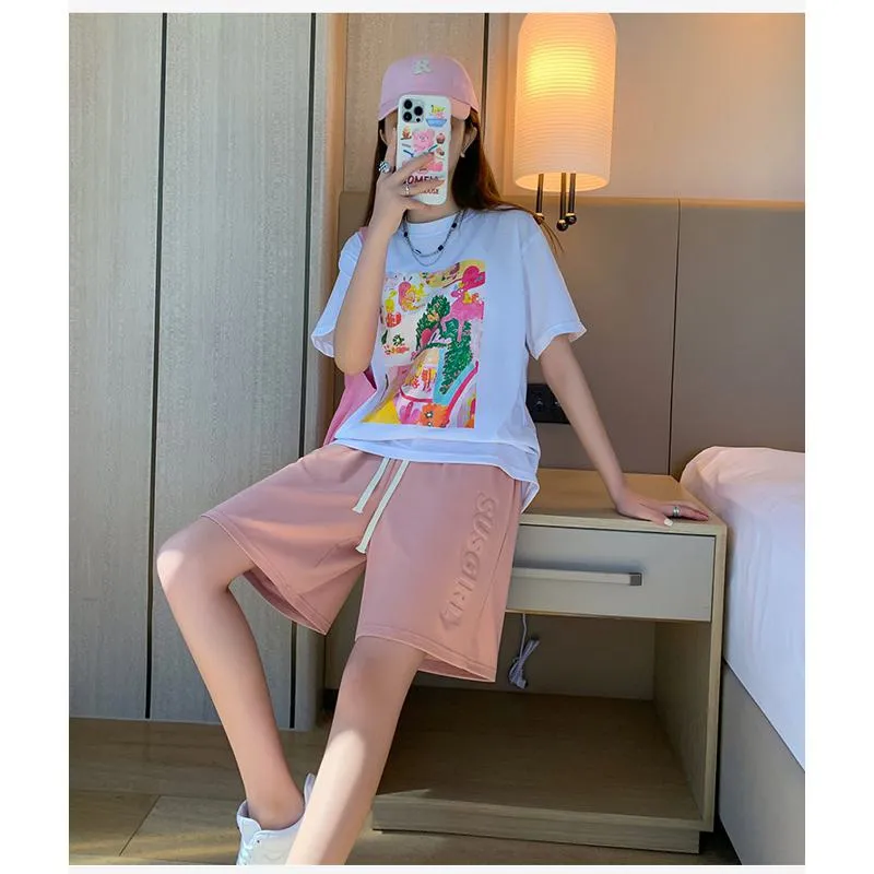 Wide-Leg High-Waisted Sports Loose Fit Silky Casual Shorts