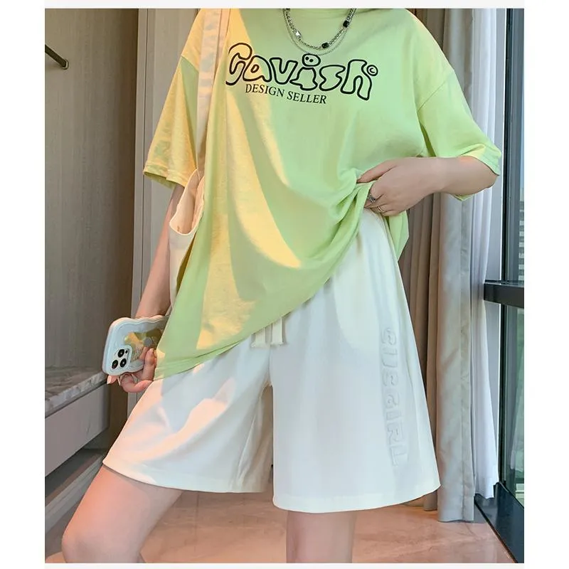 Wide-Leg High-Waisted Sports Loose Fit Silky Casual Shorts