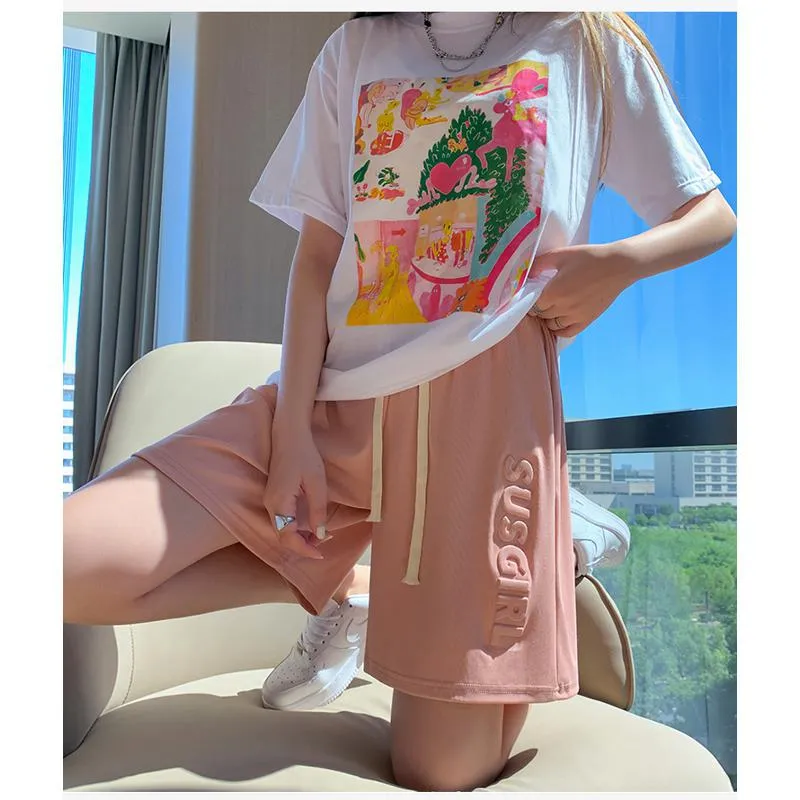 Wide-Leg High-Waisted Sports Loose Fit Silky Casual Shorts