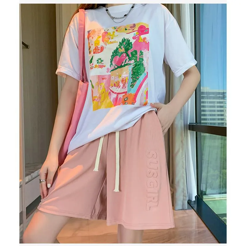 Wide-Leg High-Waisted Sports Loose Fit Silky Casual Shorts