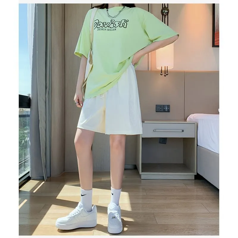 Wide-Leg High-Waisted Sports Loose Fit Silky Casual Shorts