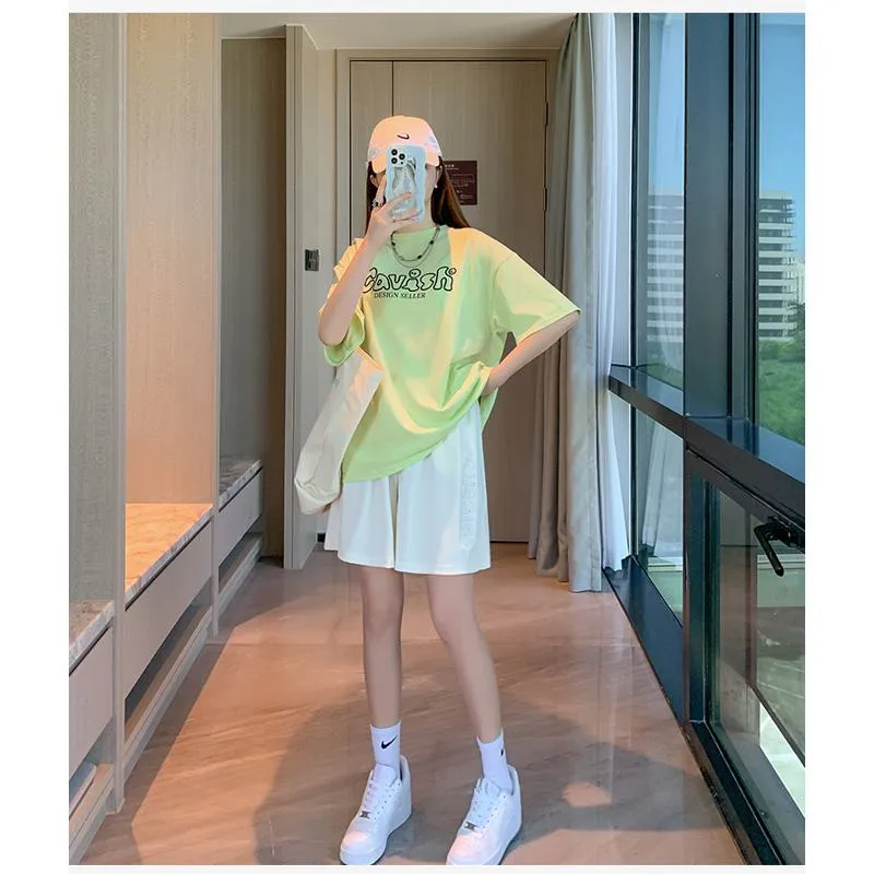 Wide-Leg High-Waisted Sports Loose Fit Silky Casual Shorts