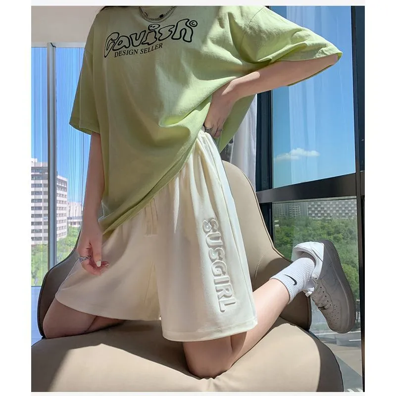Wide-Leg High-Waisted Sports Loose Fit Silky Casual Shorts