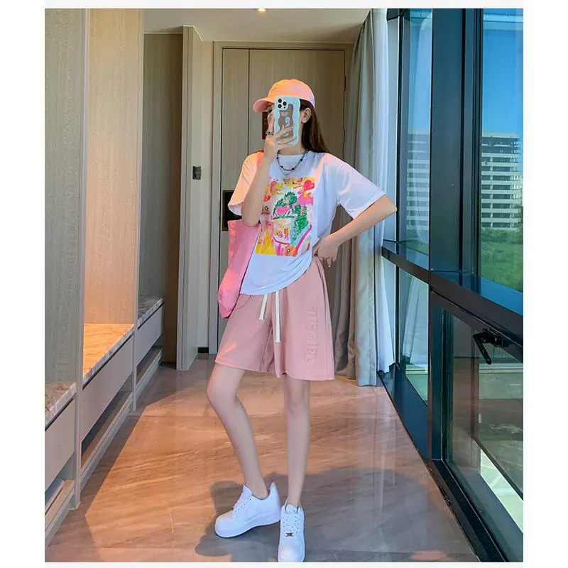 Wide-Leg High-Waisted Sports Loose Fit Silky Casual Shorts